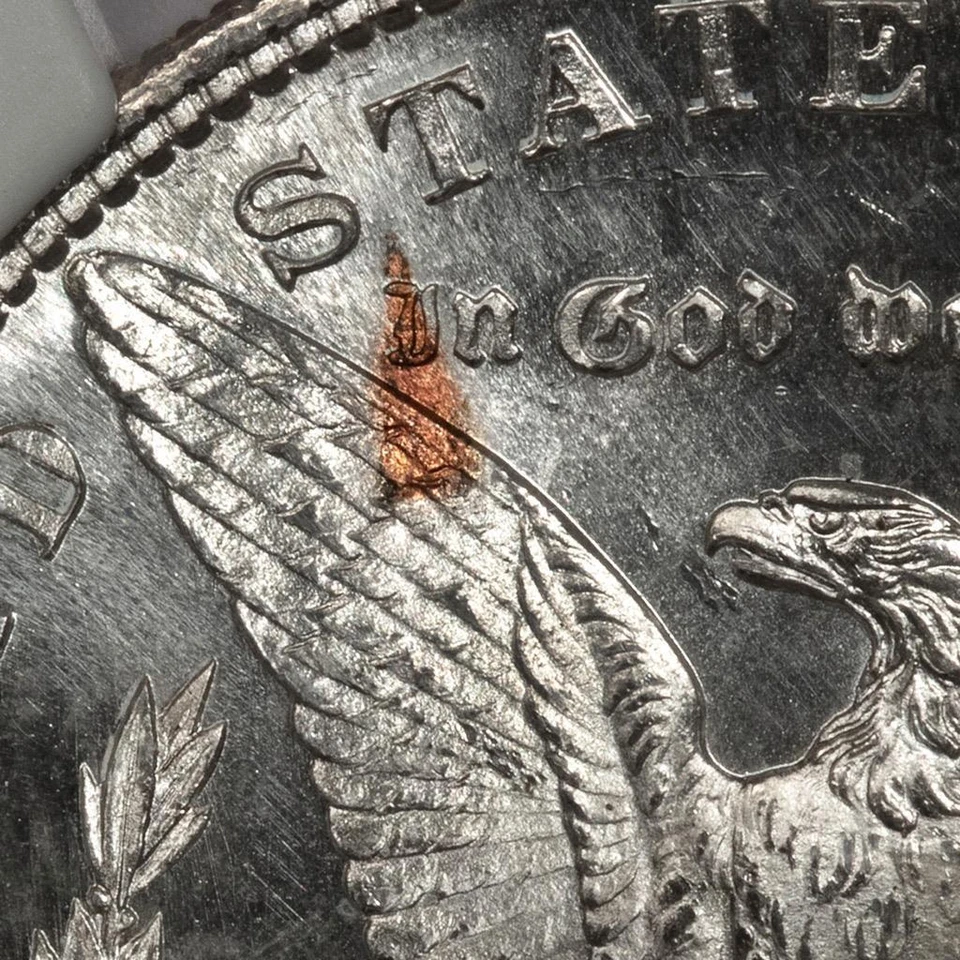 1882 S NGC MS65 Struck In Retained Copper Morgan Dollar Error "Flaming Eagle" - Image 2 of 4