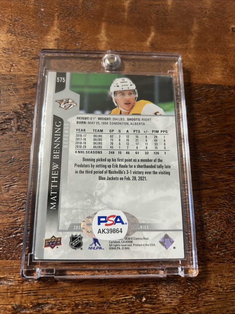 Matthew Benning Signed Upper Deck Card Psa Dna Coa Autographed