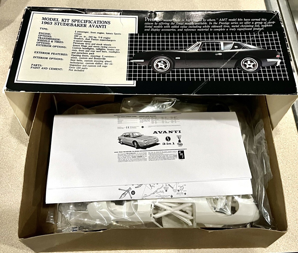 🏁 AMT/ERTL Prestige 1963 STUDEBAKER AVANTI (Open Box) Model Kit 1