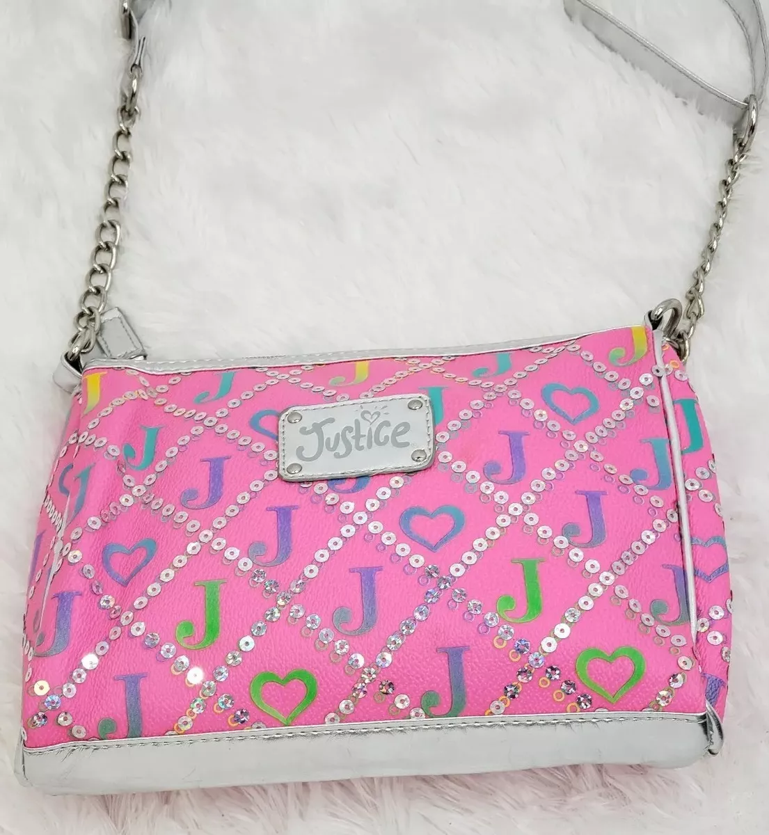 Justice Girls Crossbody Bag Ombre Purse Pink Silver Sequins
