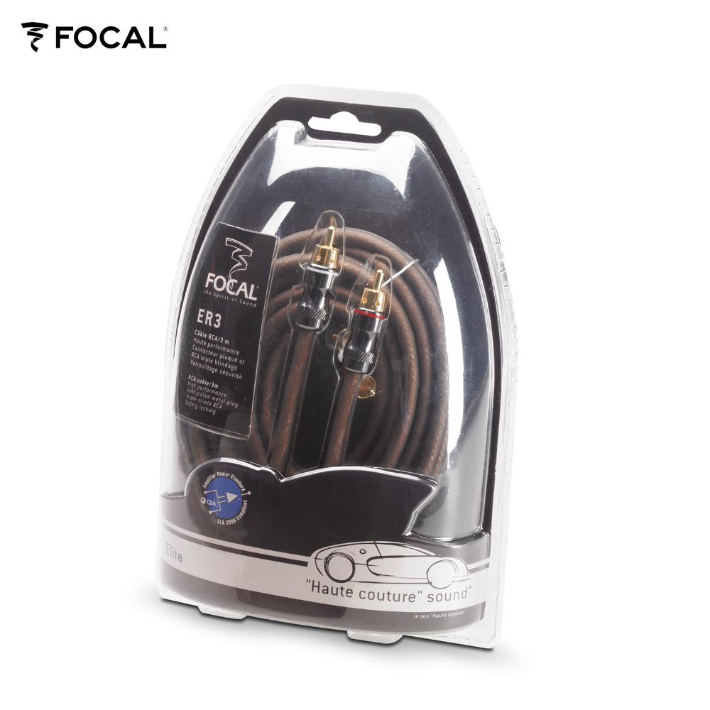 Cavo RCA Stereo Focal Elite F-ER3 Da 3 Metri - Tripla Schermatura, Alta Fedeltà Per Un Suono Puro