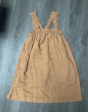 EVERLANE The Smocked Linen Dress Pinafore Brown Medium Minimalist 100% Linen