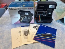 Vintage Polaroid Supercolor 635CL Instant Film Camera Rainbow Stripe w/ Strap