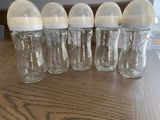 Philips Avent Glass Wide Neck Baby Bottles Set Clear White 240ml 8oz set of 5