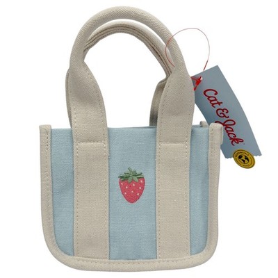 Toddler Girls' Strawberry Tote - Cat & Jack Blue Canvas Purse Bag NEW