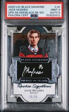 2020 U.D. Black Diamond USA Jack Hughes UOD Silver/Black RK Auto PSA/DNA 9/9