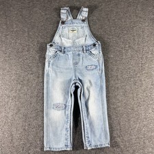 Osh Kosh B'Gosh Vestbak Denim Overalls Girls Size 24 Months Patchwork Distressed