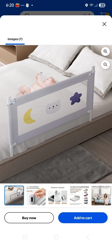Riel de cama para niños pequeños protector de riel de cama extra largo para todas las camas riel de seguridad 70,8" Foto 4 de 4