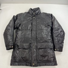 Vintage Eddie Bauer Brown Leather Goose Down Jacket Puffer Size Small