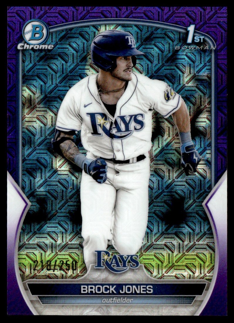 2023 Bowman Chrome Mega Box Mojo 1st Purple Brock Jones 218/250 #BCP-115