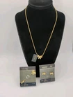Trifari Jewelry Set~Necklace, Earrings & Stick Pin~gold Bow Pearl Vintage