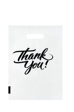 White 9x12" Die Cut Handles Reusable Plastic Bags 100pcs - Thank You Mercha...