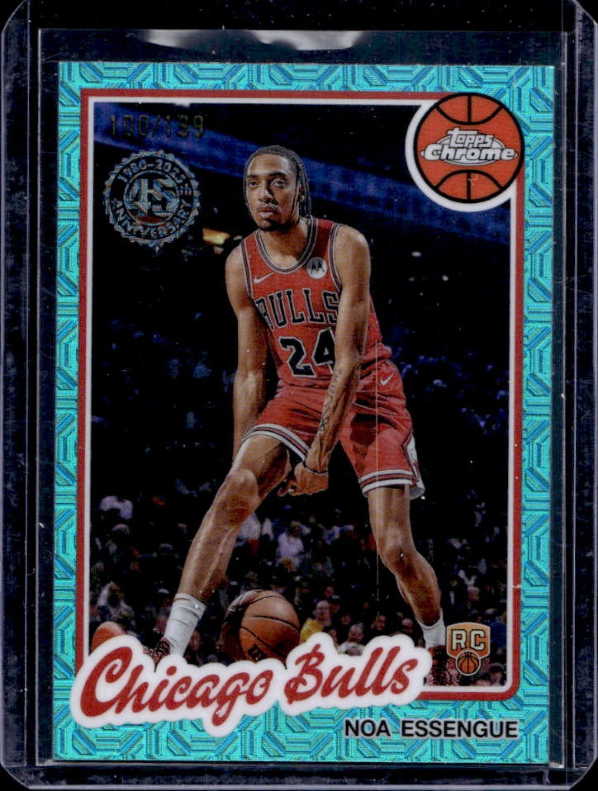 2025-26 Topps Noa Essengue 1980-81 Chrome RC Aqua Mojo Refractor #100/199 Bulls