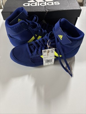 Adidas BD7637 HVC K Royal Blue & Solar Yellow Kids Wrestling Shoes Size 5Y