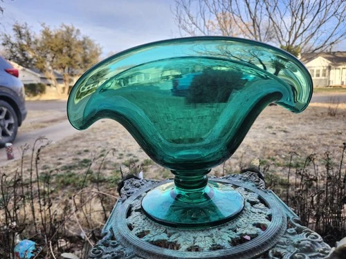 Blenko #470 Pre-Catalog 1940s Vintage Green Glass Bowl