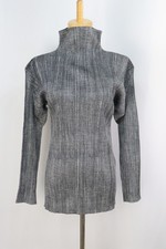 PLEATS PLEASE Gray High Neck Long Sleeve Top 126 9765