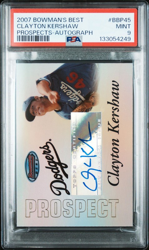 CLAYTON KERSHAW 2007 BOWMAN'S BEST PROSPECT AUTO ROOKIE DODGERS PSA 9 POP 40 JG