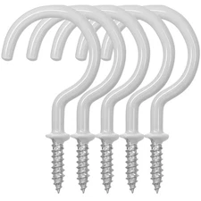 25 Pack Ceiling Cup Hooks, 2.9 Inches Vinyl Coated Hanger for Indoor/Outdoor Use