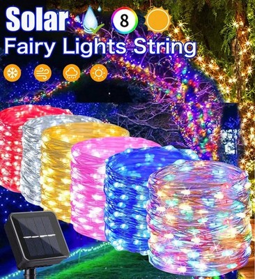100-300 LED Solar Fairy String Light Copper Wire Outdoor Waterproof Garden Decor