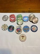 assortment of casino chips -Las Vegas 17 total