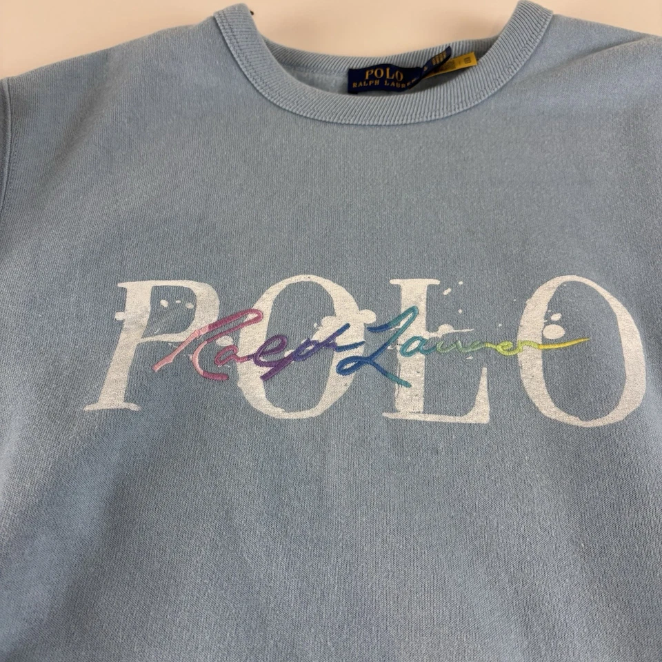 Polo Ralph Lauren Sudadera Juvenil Grande Azul Logo Pullover Mujer’s Pequeña Cuadrada Foto 4 de 4