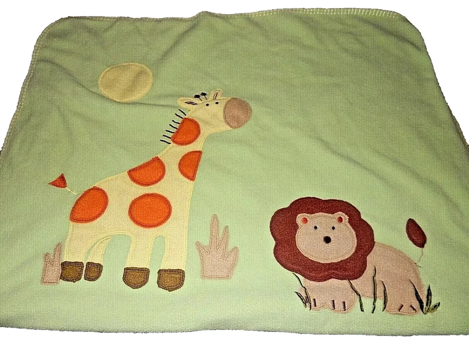 1J!哇! CIRCO Safari 丛林动物园抓绒婴儿床毯被子狮子长颈鹿 — 第 2/4 张图片