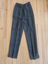 Vintage 50s 60s Plaid Wool Cigarette Pants New Old Stock Made Italy Tailored