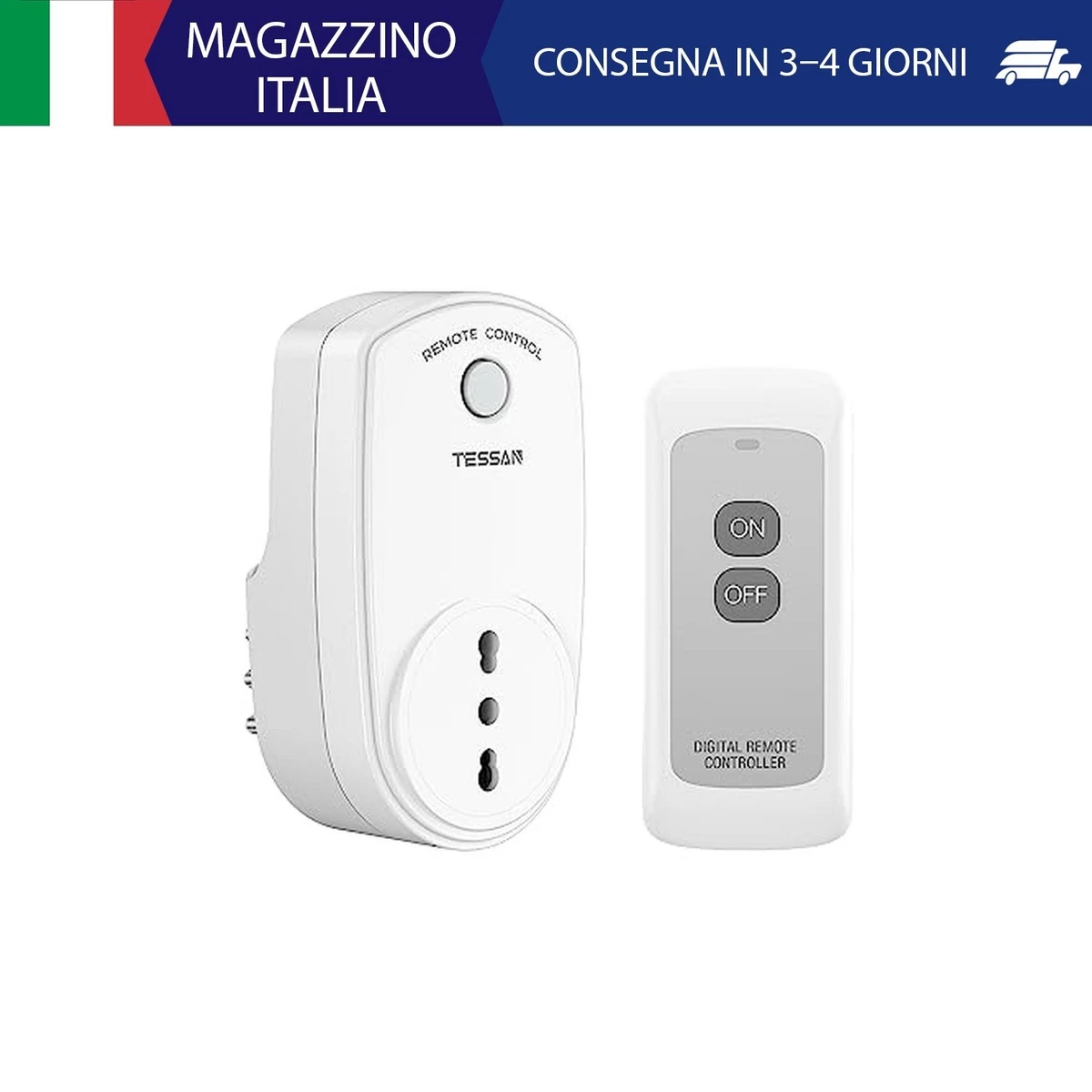 Presa Telecomando Wireless Status 1 Via 13A 240V - Risparmio Energetico - Telecomando Incluso