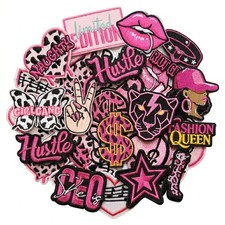 Phrase Iron On Patches for Girls, Pink Fashion Styles Applique Patch Embroide...