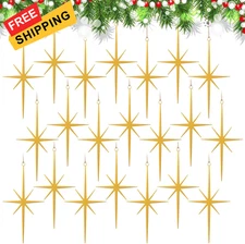20Pcs Gold Glitter Star Ornament for Christmas Tree Metal 
