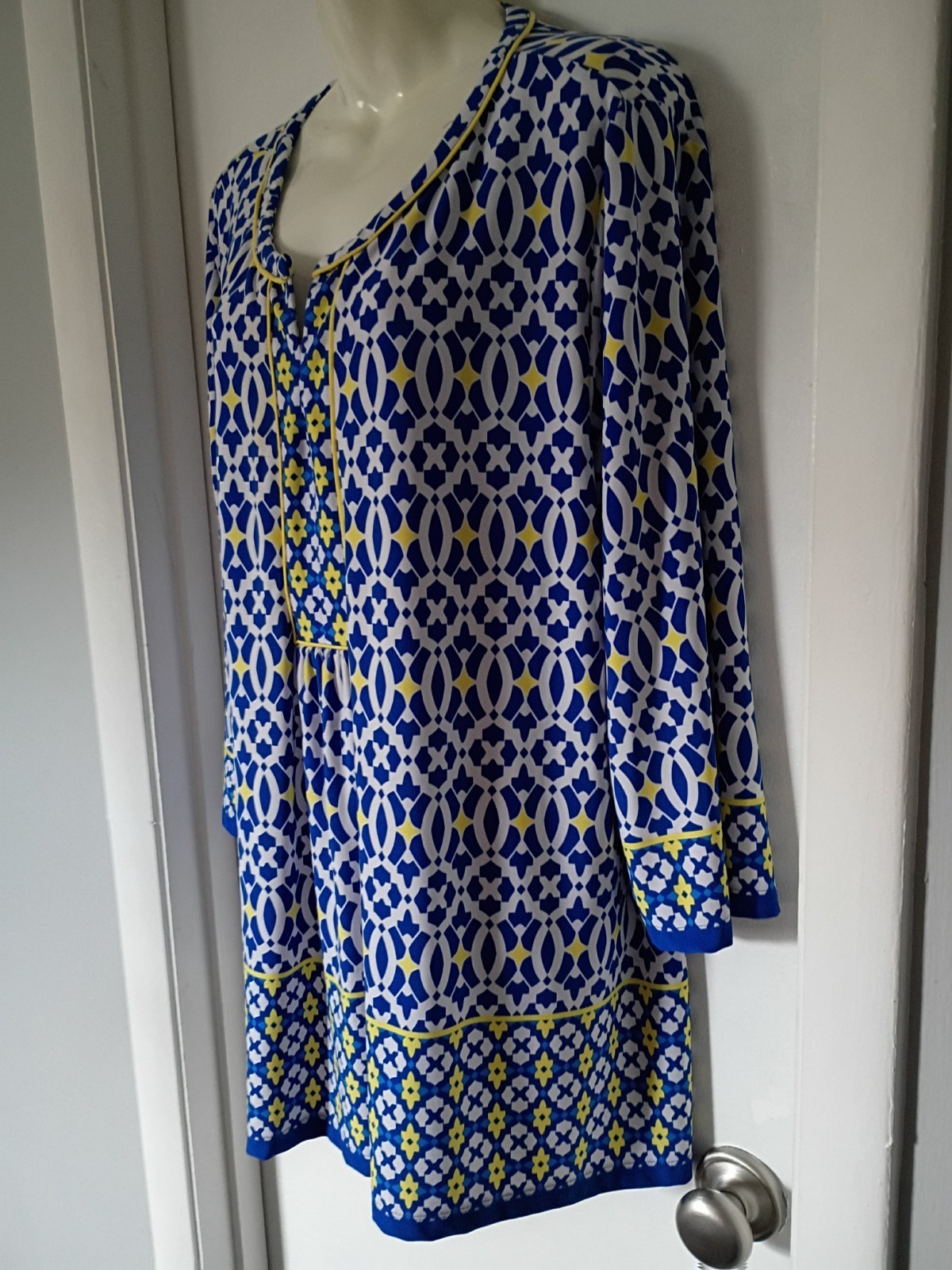 Ruby RD. Blue Yellow Mediterranean Long Tunic Blo… - image 6