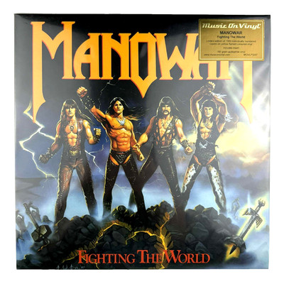 Manowar Fighting the World Yellow Colored vinyl record LP MOV Heavy Metal New
