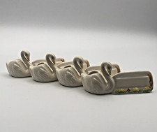 Set 4 Vintage Porcelain Swan Party Place Card...