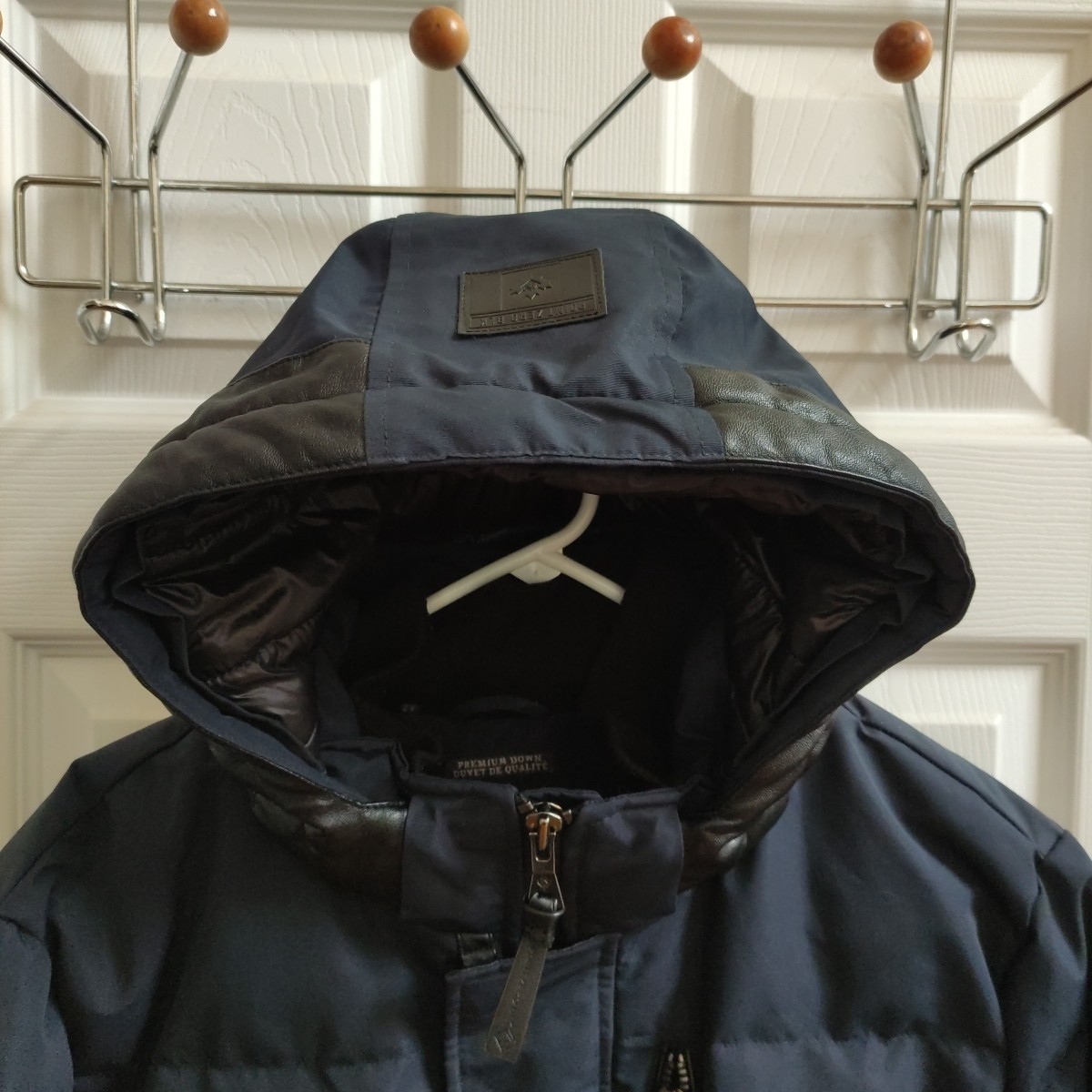 Point Zero Down Jacket Faux Leather Trim Men's XL Navy image 3