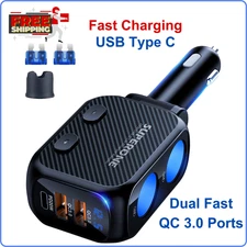 180W Cigarette Lighter Splitter with 20W PD 2 - Socket Cigarette Lighter Adapt