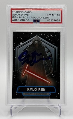 Adam Driver 2015 Topps Star Wars Force Awakens Kylo Ren #FO-1 PSA/DNA AUTO 10