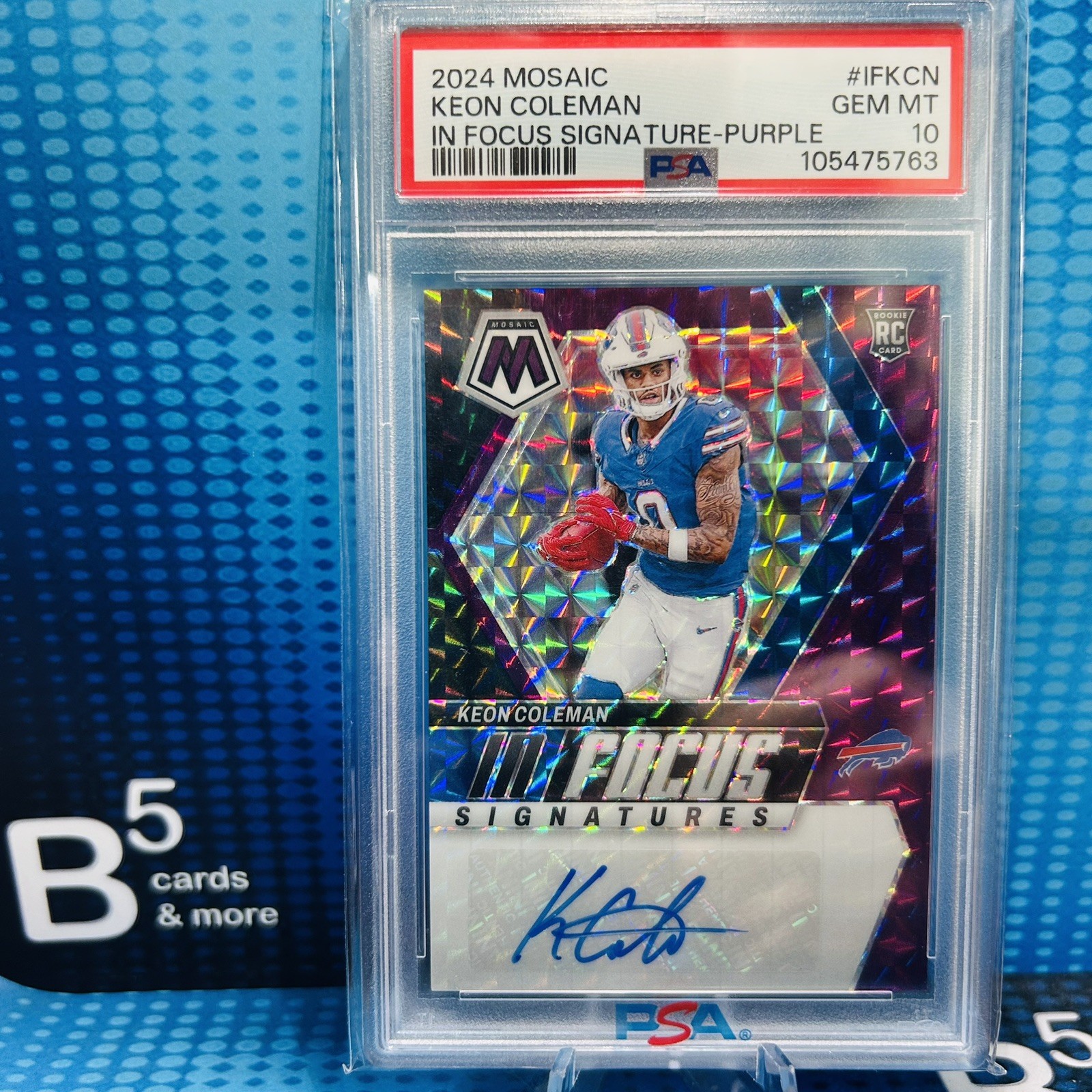 Keon Coleman Panini Mosaic in Focus Signatures #IFKCN Purple