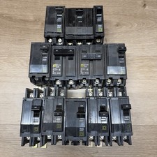 Square D Circuit Breaker Lot Misc. 2 Pole, 3 Pole, 1 Pole 120/240 15W-60W