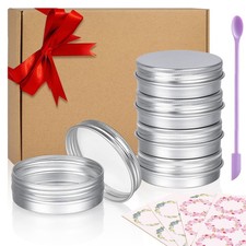 Aluminum Tin Cans, 24PCS 2 Oz Metal Round Containers Screw Lid 2oz, silver