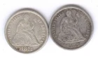 TWO - Seated Liberty Dimes + SILVER + 1872 & 1873 + No Reserve!