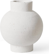 Large White Ceramic Vase - 11.8 Inch Rustic Farmhouse Decor for Flowers