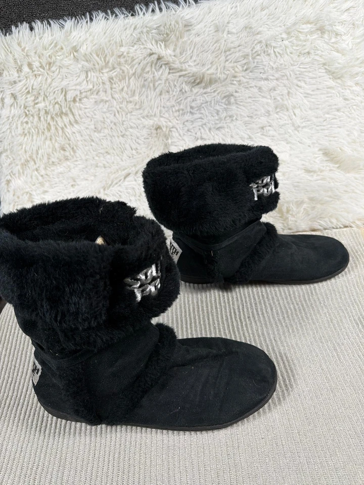 Botas Pólo Sul Femininas Tamanho 10 Preto Pele Sintética Cabine Chinelo Casa Sapatos - Imagem 4 de 4