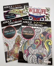 Lot Of 4 Adult Teen Coloring Books - Birds, Dogs, Cats, Wildlife Patterns