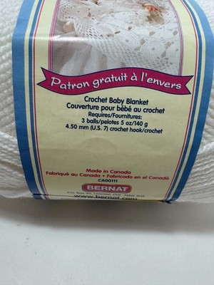 2 Skeins Bernat Softee Baby Yarn White 100% Acrylic 5 oz / 140g Made in Canada