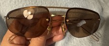 Vintage Gucci GG1291/S 5EJ Gold Wire Aviator Sunglasses 58-16 Men Women Italy