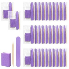 40 Sets Disposable Manicure Kit Mini Nail Buffer, Nail File and Wood Stick