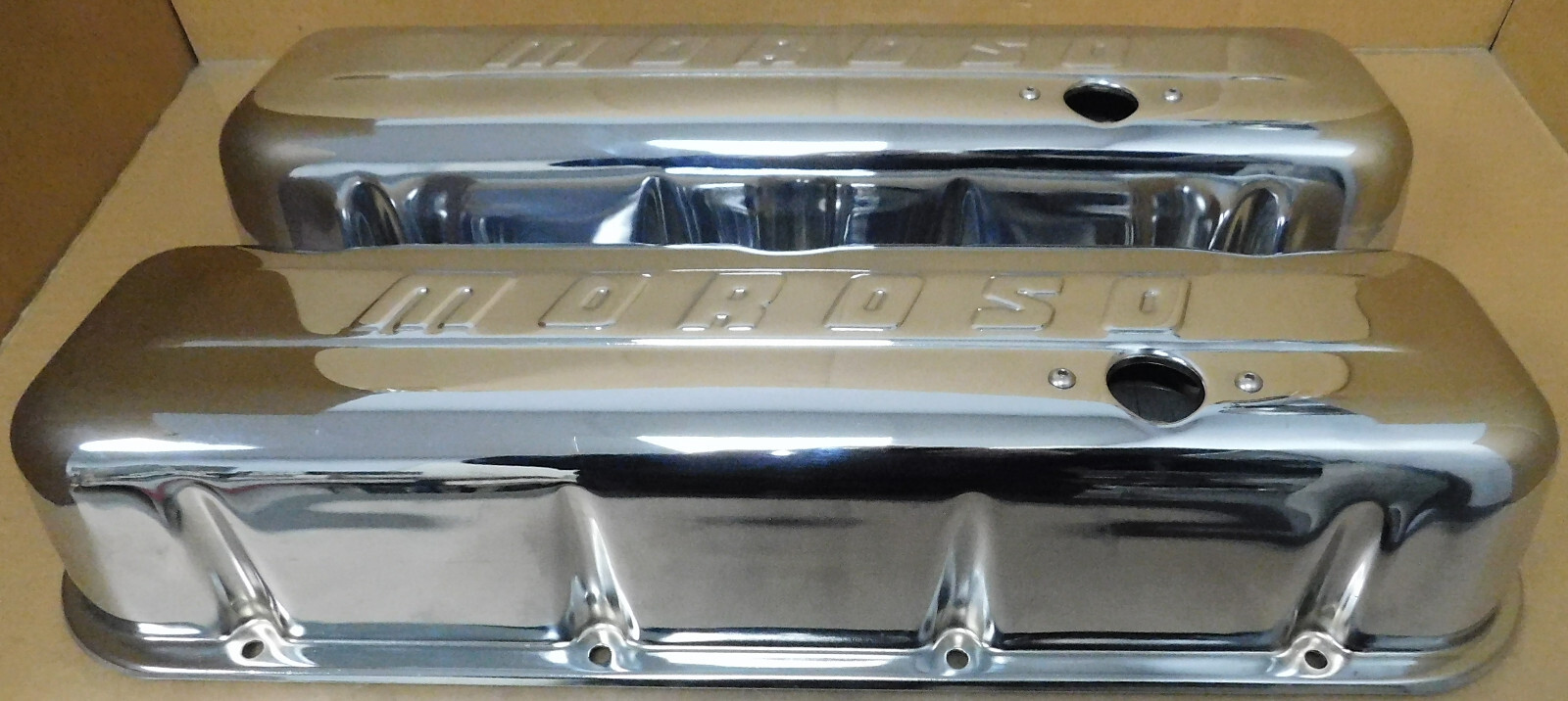 Moroso 68113 BB Chevy Chrome Steel Tall Valve Covers, 1.25 Hole