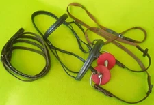 MADE in ENGLAND Padded Black Dressage Eventing BRIDLE~2 Pair REINS~BIT~HORSE Siz
