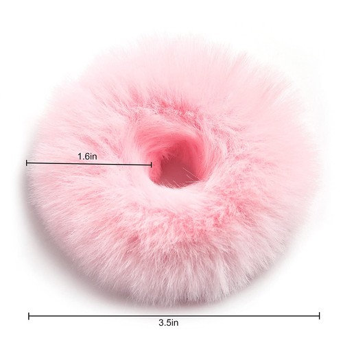 2pcs Pack Furry Faux Fur Hair Scrunchies Artificial Hair Bobbles Rope Wristband - Picture 4 of 4
