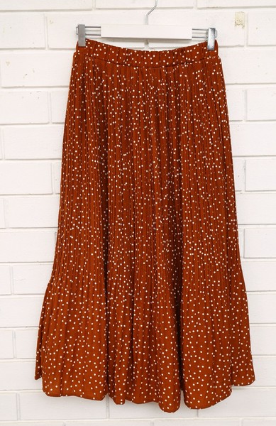 Women's Ebby and I brown polka dot stretchy waist maxi skirt size 8